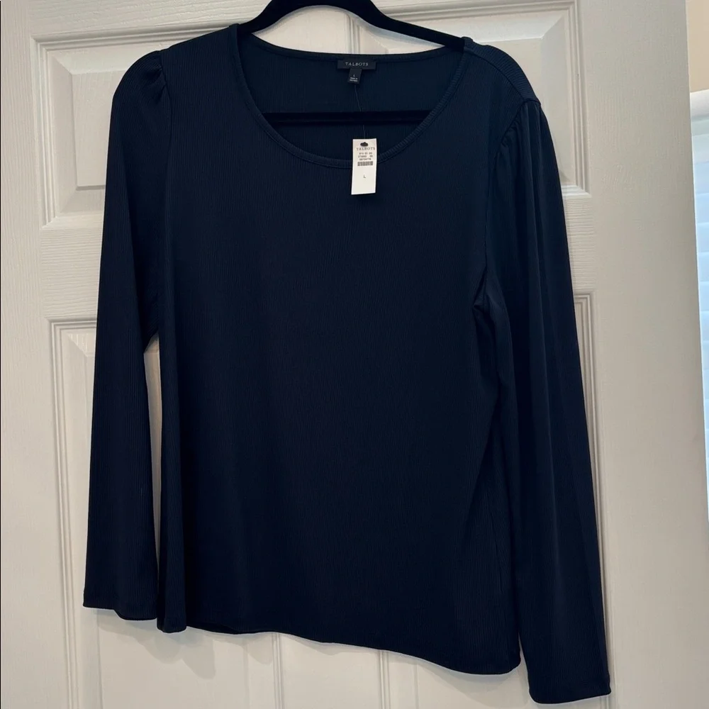 Talbots Navy Long Sleeve Top - Picture 2 of 5